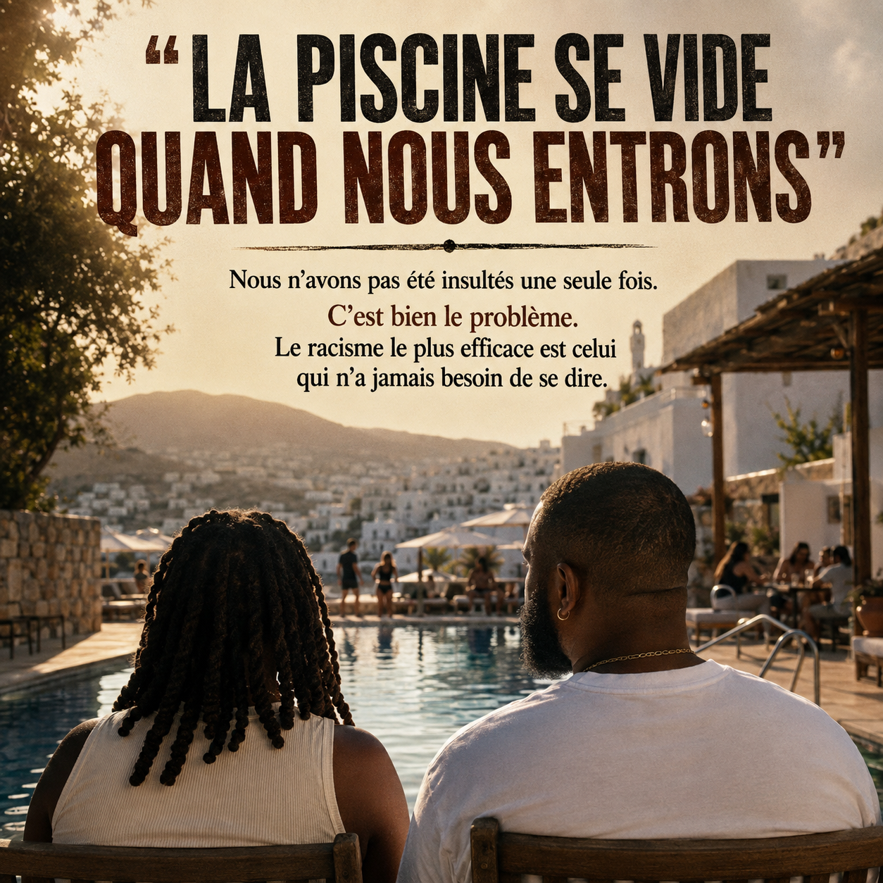 La piscine se vide quand nous entrons